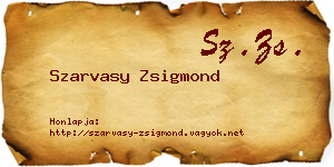 Szarvasy Zsigmond névjegykártya